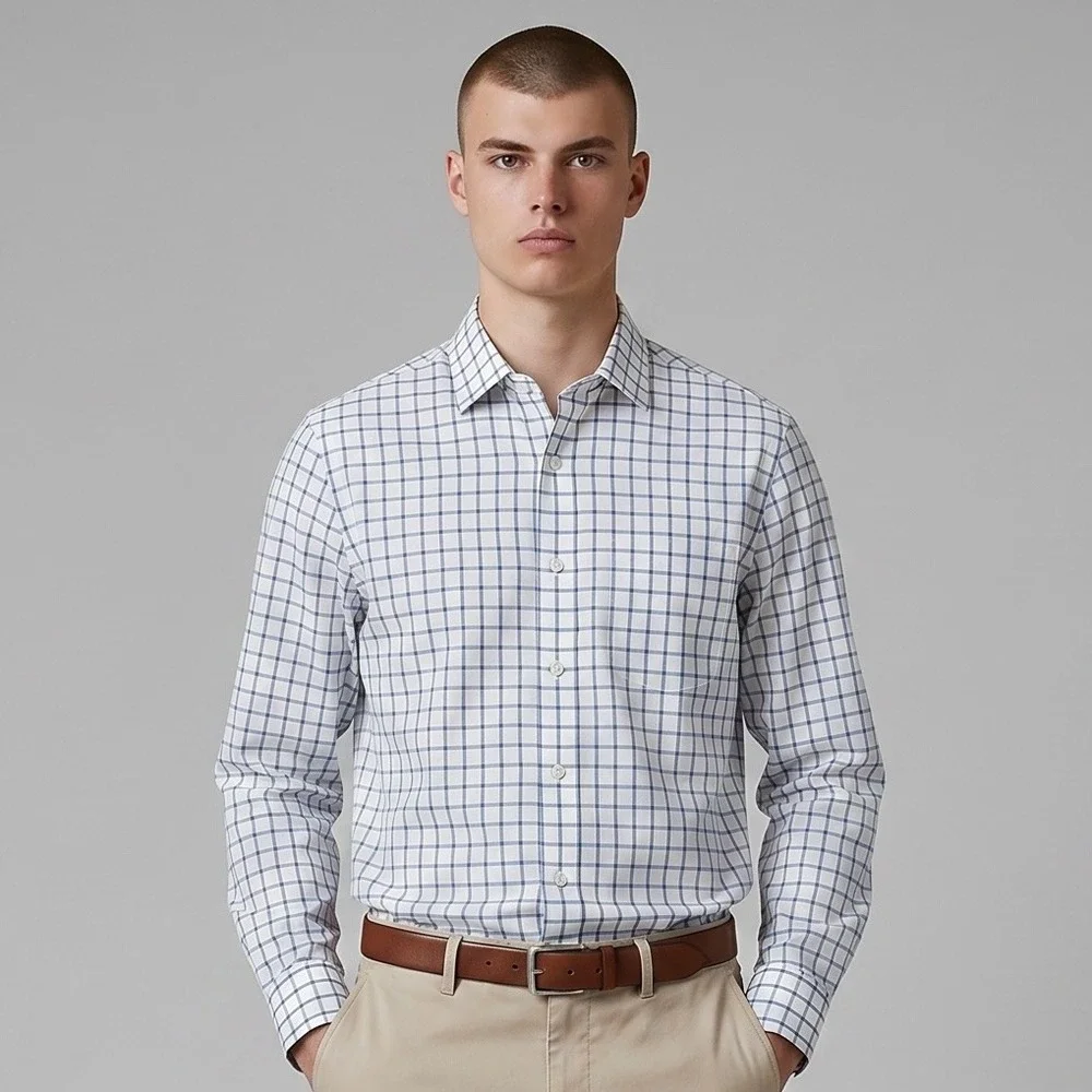 J.Crew Ludlow Dress Shirt Men's‎ 15-33 Blue White Classic-Fit Cotton Button Down